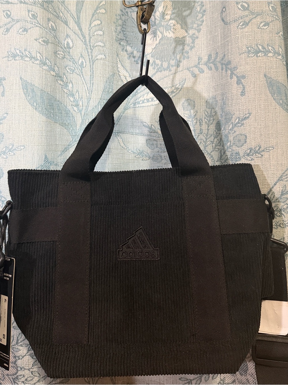 adidas Black Corduroy Tote with Adjustable shoulder Strap